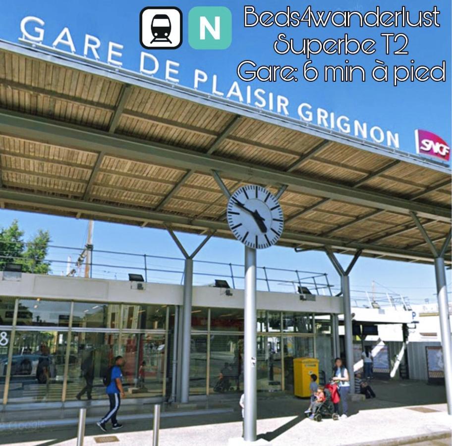 Detente & Jardin By Beds4Wanderlust - Charmant T2 Avec Jardin - Gare Plaisir-Grignon, Versailles 20Km Luaran gambar